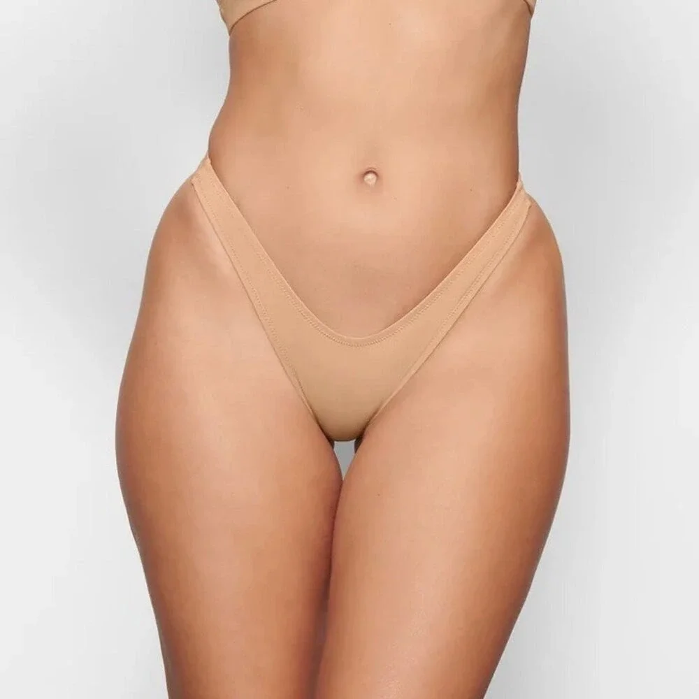 SKIMS Swim‎ Micro Triangle Top + Cheeky Tanga Bottom Bikini Set Ochre 3x